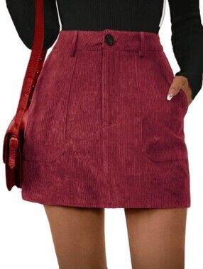 SHEIN Corduroy Mini Skirt in Burgundy